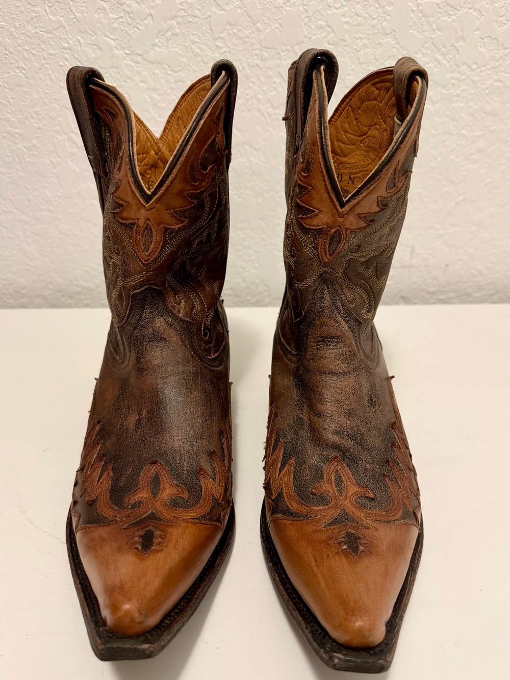 Stetson Brown Two-Tone Leather Cowboy Boots